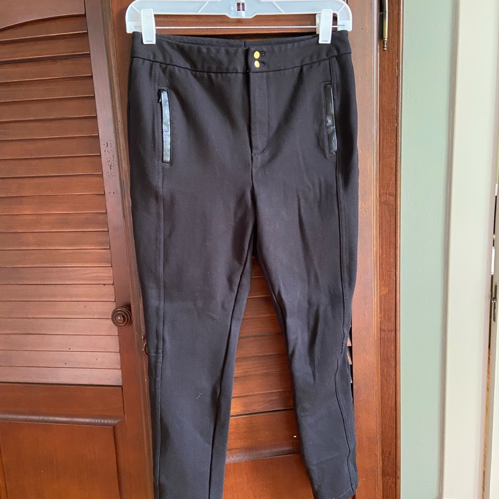 WHBM Black Dress Pants with Gold Buttons